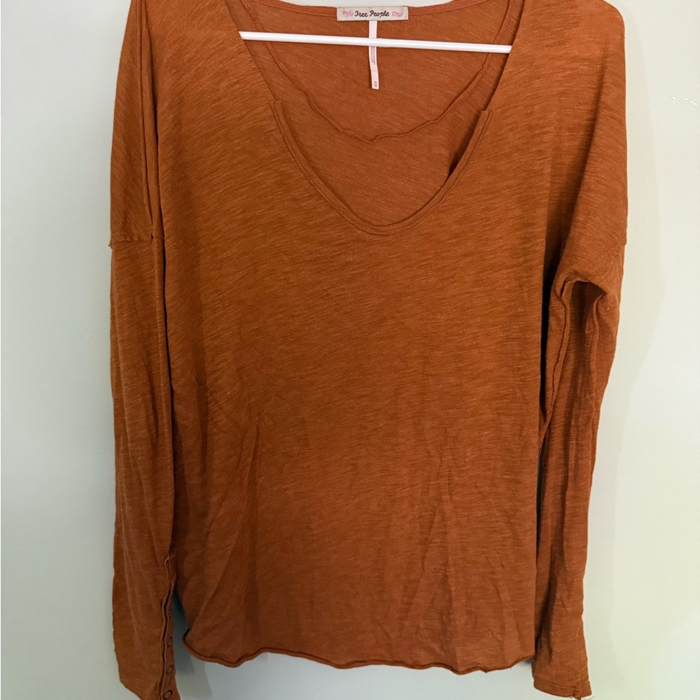 Free People Rust Long Sleeve Blouse